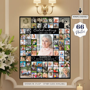 Memorial 66 Photo Collage Celebrating the Life of Poster