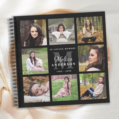 Memorial 8 Photo Personalized Funeral Guest Book