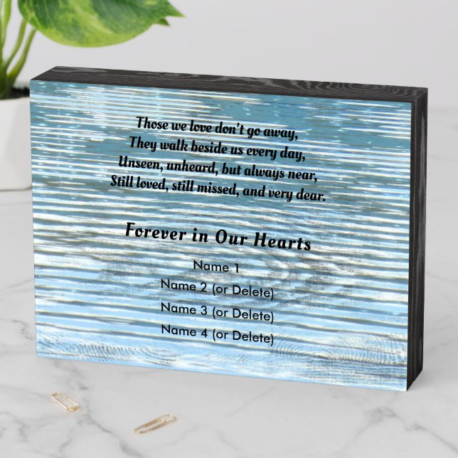 Memorial Abstract Lake Reflection Those We Love Wooden Box Sign (In Situ Horizontal)