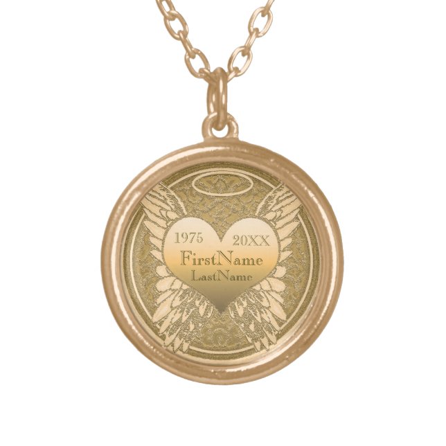 Memorial | Add Name | Dates | Gold Plated Necklace (Front)