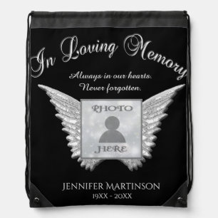 Memorial   Add Photo Drawstring Bag