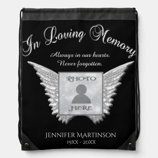 Memorial | Add Photo Drawstring Bag (Front)