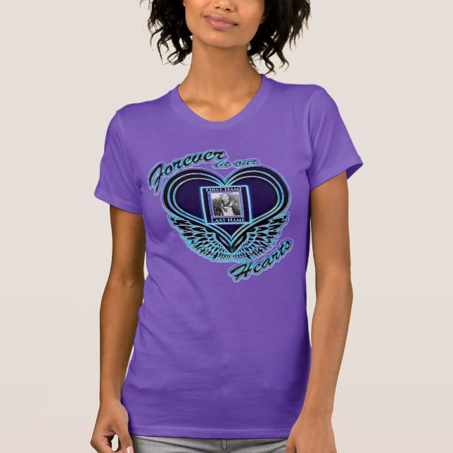 Memorial | Add Photo Heart Angel Wings T-Shirt (Front)