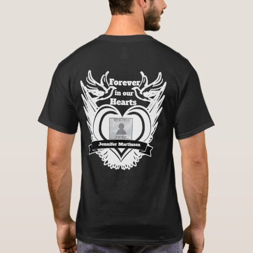 Memorial  Add Photo with Angel Wings Heart Doves T_Shirt
