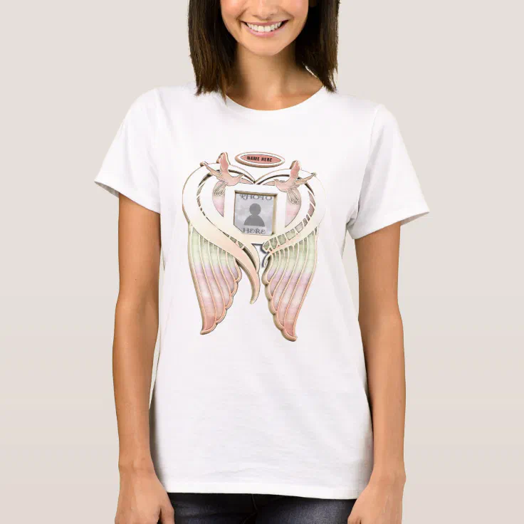 Memorial | Add Photo with Wings, Heart Doves T-Shirt | Zazzle