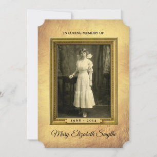 Memorial Add Your Photo Vintage Painted Gold Frame Announcement