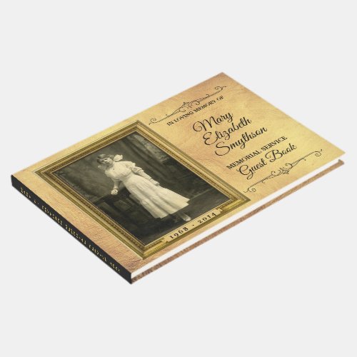 Memorial Add Your Photo Vintage Painted Gold Frame Guest Book