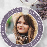 Memorial Always On My Mind Elegant Photo Keychain<br><div class="desc">This simple and classic design is composed of serif typography and add a custom photo. "Always on my mind,  Forever in my Heart"</div>