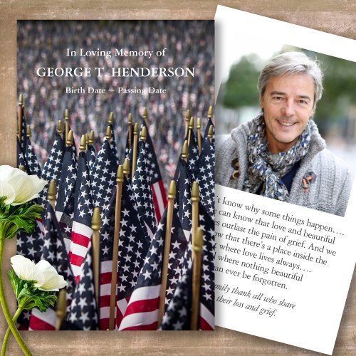 Memorial American Flags Prayer Sympathy Cards