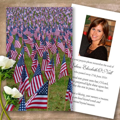 Memorial American Flags Prayer Sympathy Cards
