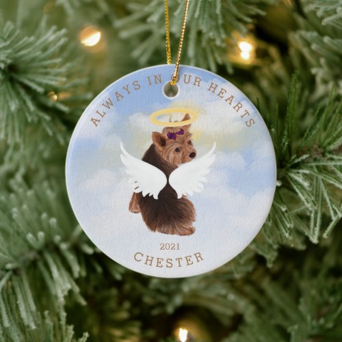 Memorial Angel Dogs Custom Photo Ceramic Ornament