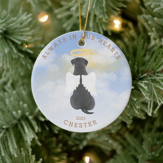 Memorial Angel Dogs Custom Photo Ceramic Ornament (Tree)