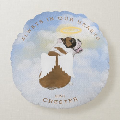 memorial angel dogs wings photo round pillow