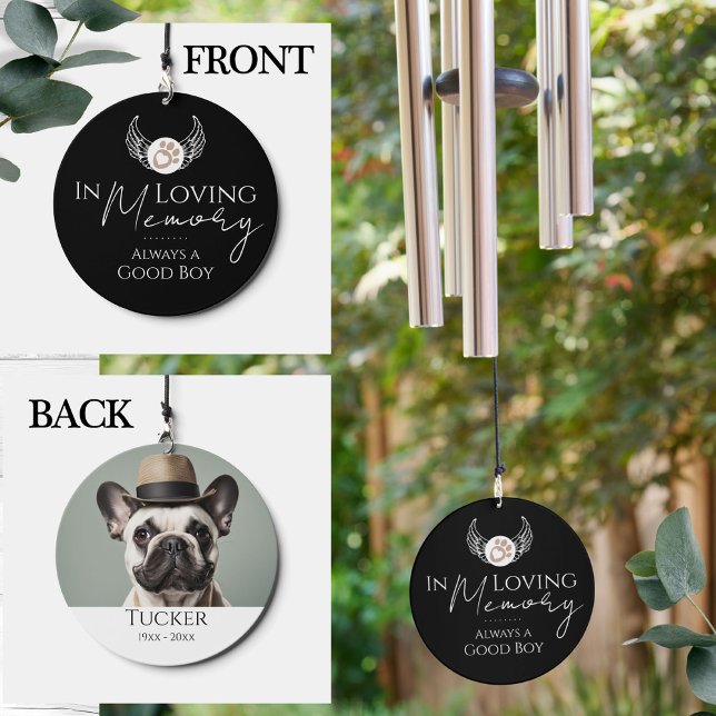 Memorial Angel Wings A Good Boy Photo Wind Chime (Creator Uploaded)