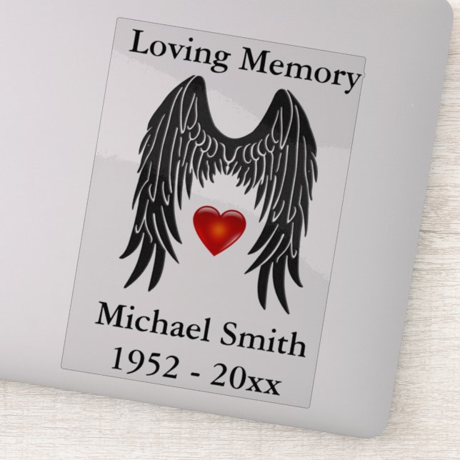 Memorial Angel Wings Vinyl Car Decal Window (Detail)