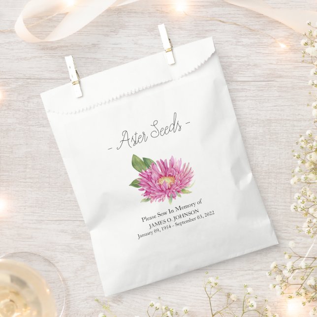 Memorial Aster Seed Funeral  Favor Bag (Clipped)