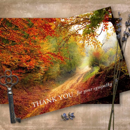 Memorial Autumn Sympathy Funeral Thank You Card