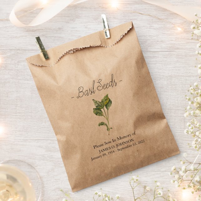 Memorial Basil Seed Funeral Favor Bag (Clipped)