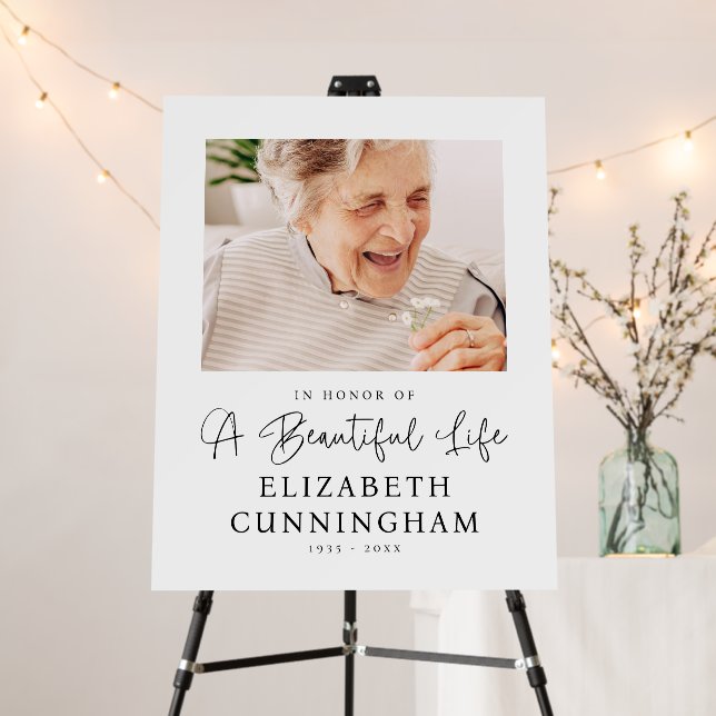 Memorial Beautiful Life Modern Elegant Chic Photo Foam Board (In Situ (Stand))