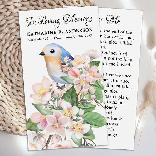 Memorial Bird Floral Poem Funeral Prayer Card