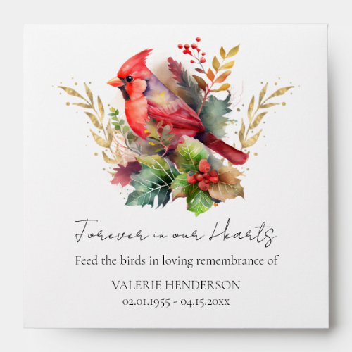 Memorial Bird Seeds Funeral Keepsake Cardinal Envelope