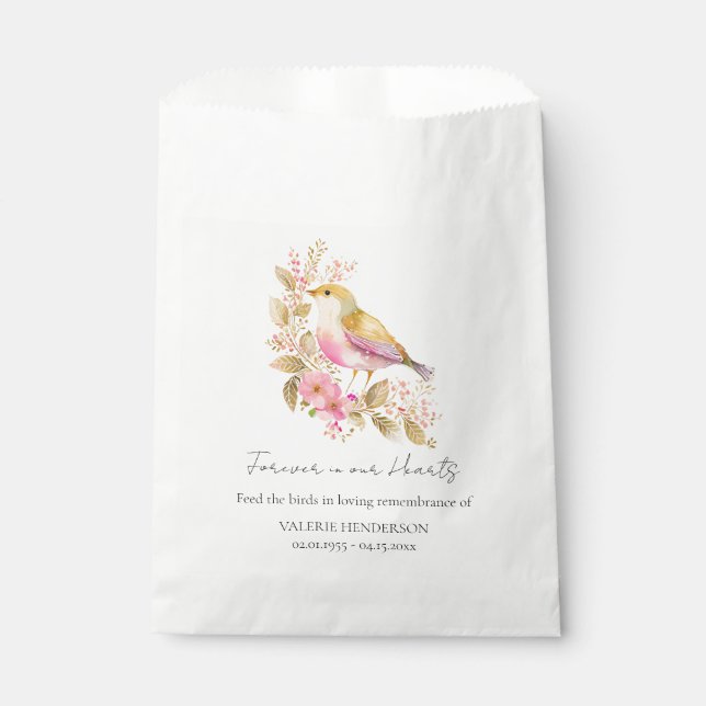 Memorial Bird Seeds Funeral Keepsake Favor Bag (Front)
