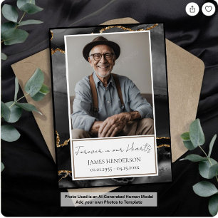 Memorial Black and Gold Photo Keepsake  Magnet