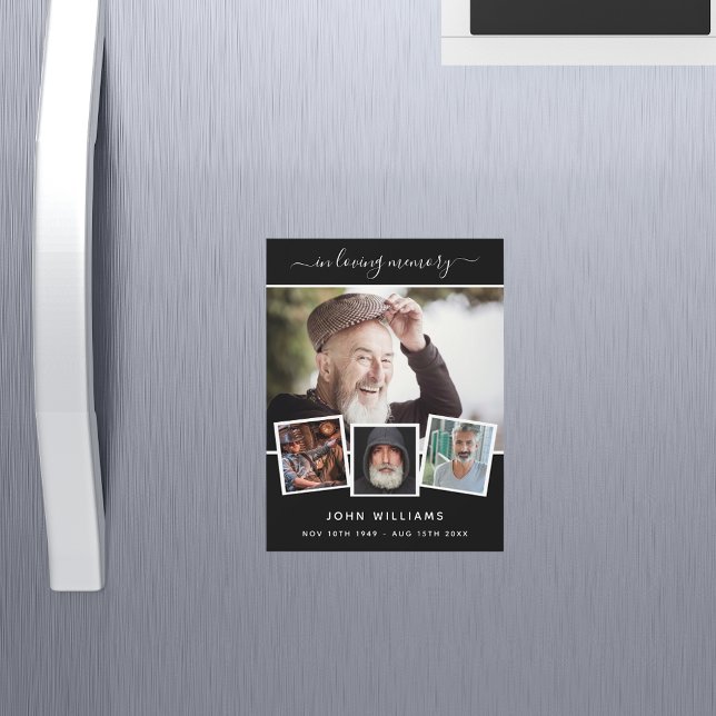 Memorial black photo collage magnet (Creator Uploaded)