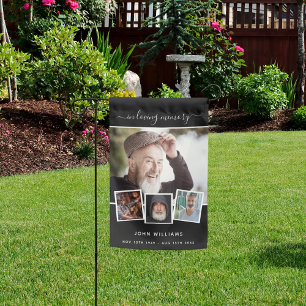 Memorial black photo collage welcome funeral garden flag
