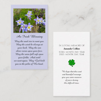 Memorial Blessing Blue, Violet, Yellow, Prayer Business Card