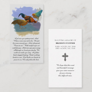 Memorial Blessing in Purple, Blue, Orange, Prayer Business Card