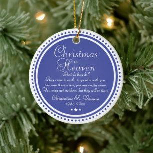 Memorial Blue Christmas In Heaven Photo Ceramic Ornament