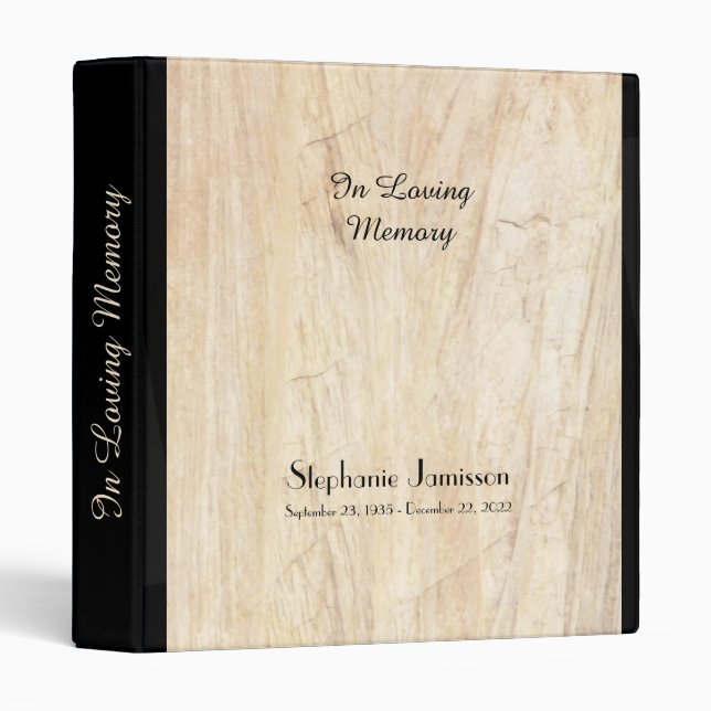 Memorial Book, Faux Parchment with Black Stripe 3 Ring Binder (Front/Spine)