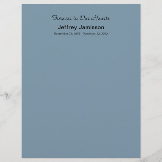 Memorial Book Filler Pages, Blue-Gray (Front)