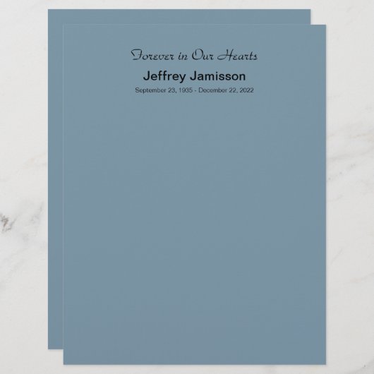 Memorial Book Filler Pages, Blue-Gray (Front/Back)