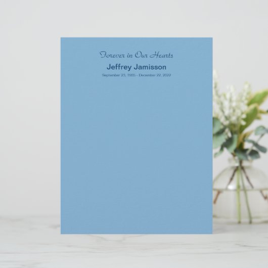 Memorial Book Filler Pages, Light Blue (Standing Front)