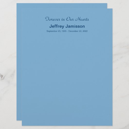 Memorial Book Filler Pages, Light Blue (Front/Back)