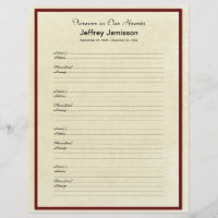 Memorial Book Filler Sign-In Page 4 Names per Page
