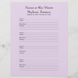 Memorial Book Filler Sign-In Page 4 Names per Page