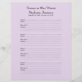 Memorial Book Filler Sign-In Page 4 Names per Page
