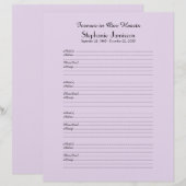 Memorial Book Filler Sign-In Page 4 Names per Page (Front/Back)