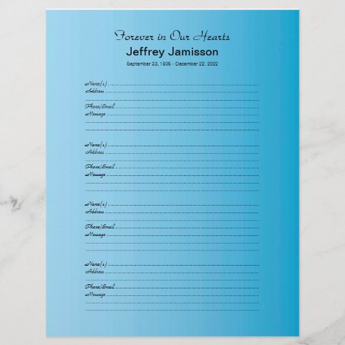 Memorial Book Filler Sign_In Page Blue Gradient