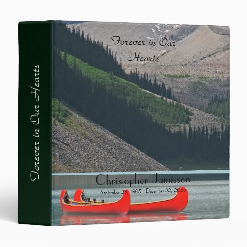 Memorial Book Red Canoes Mountains Lake Glaciers Binder