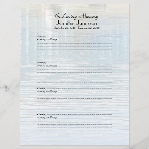 Memorial Book Sign_In Page Water Reflection Filler