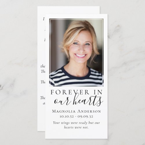 Memorial Bookmark  Forever in Our Hearts Photo