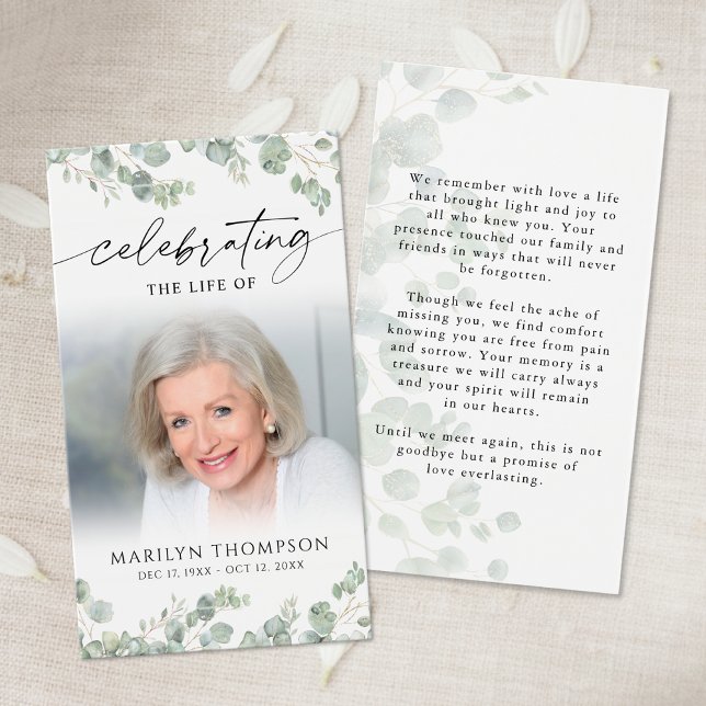 Memorial Botanical Celebrating Life Prayer Card (Creator Uploaded)