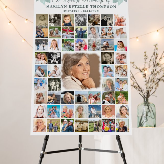 Memorial Botanical Heart Leaves 55 Photo Collage  Foam Board (In Situ (Stand))