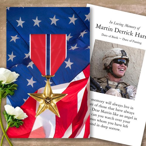 Memorial Bronze Star Medal Prayer Sympathy Cards