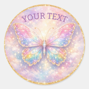 Memorial Butterfly Gold Circle Classic Round Sticker