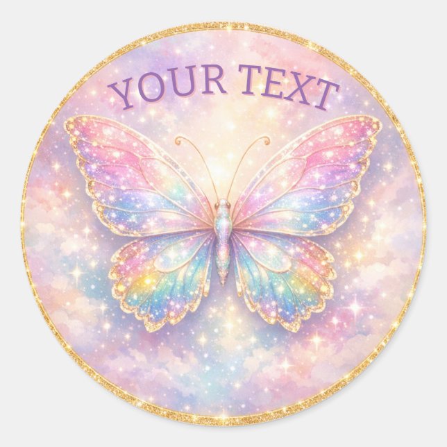 Memorial Butterfly Gold Circle Classic Round Sticker (Front)